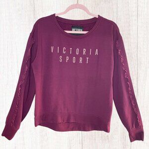 VICTORIA'S SECRET SPORT Burgundy Ruffle Sleeve Sweatshirt, Small